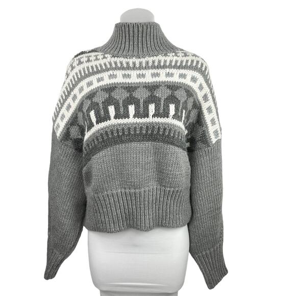 Pringle of Scotland x H&M Gray Fair Isle Turtleneck Holiday Sweater Top M - Picture 1 of 4